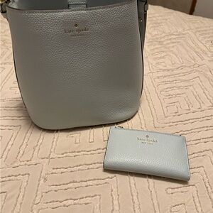 Kate Spade Gray Leather Shoulder Bag and Wallet